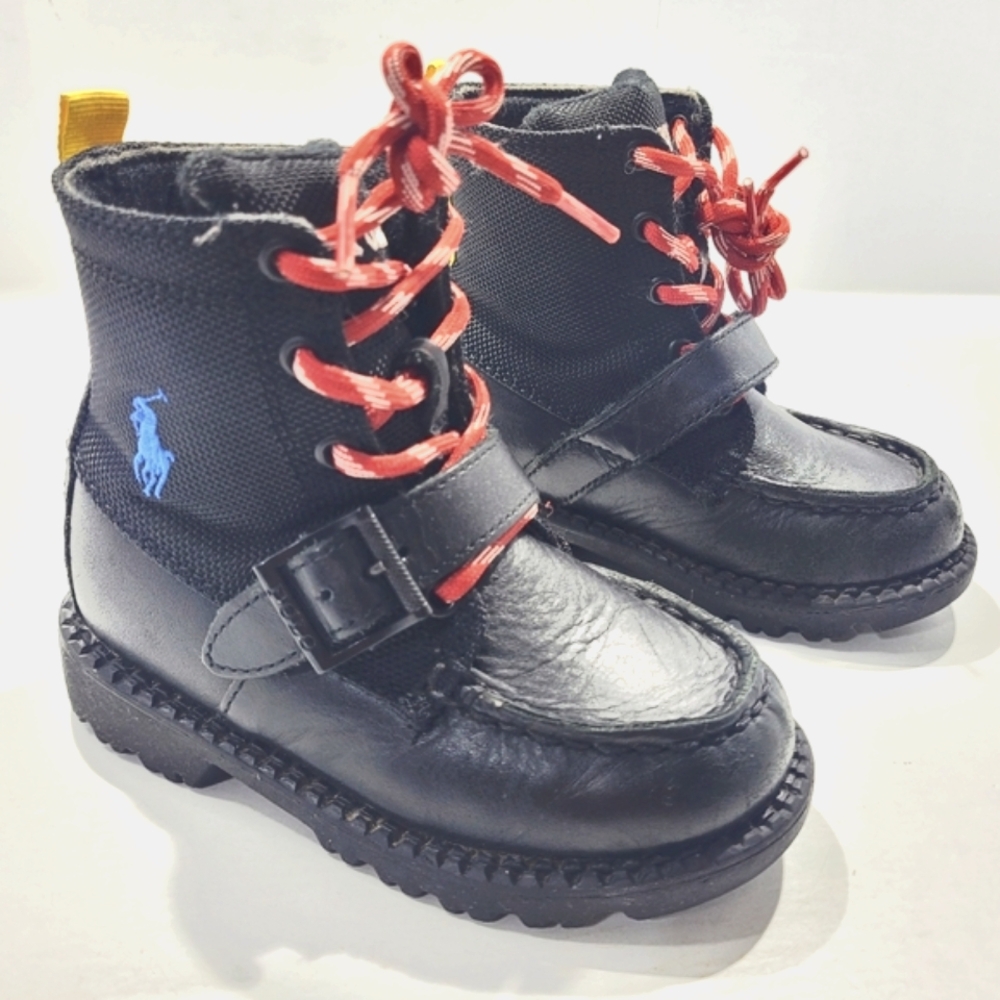 POLO RALPH LAUREN RANGER HI II BABY BOYS SHOE BOOTS SIZE 7 BLACK/YELLOW